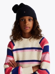 Tommy Hilfiger Blue 100% Cotton Pom Pom Beanie - Image 2 of 6