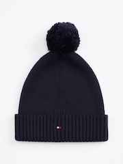 Tommy Hilfiger Blue 100% Cotton Pom Pom Beanie - Image 3 of 6