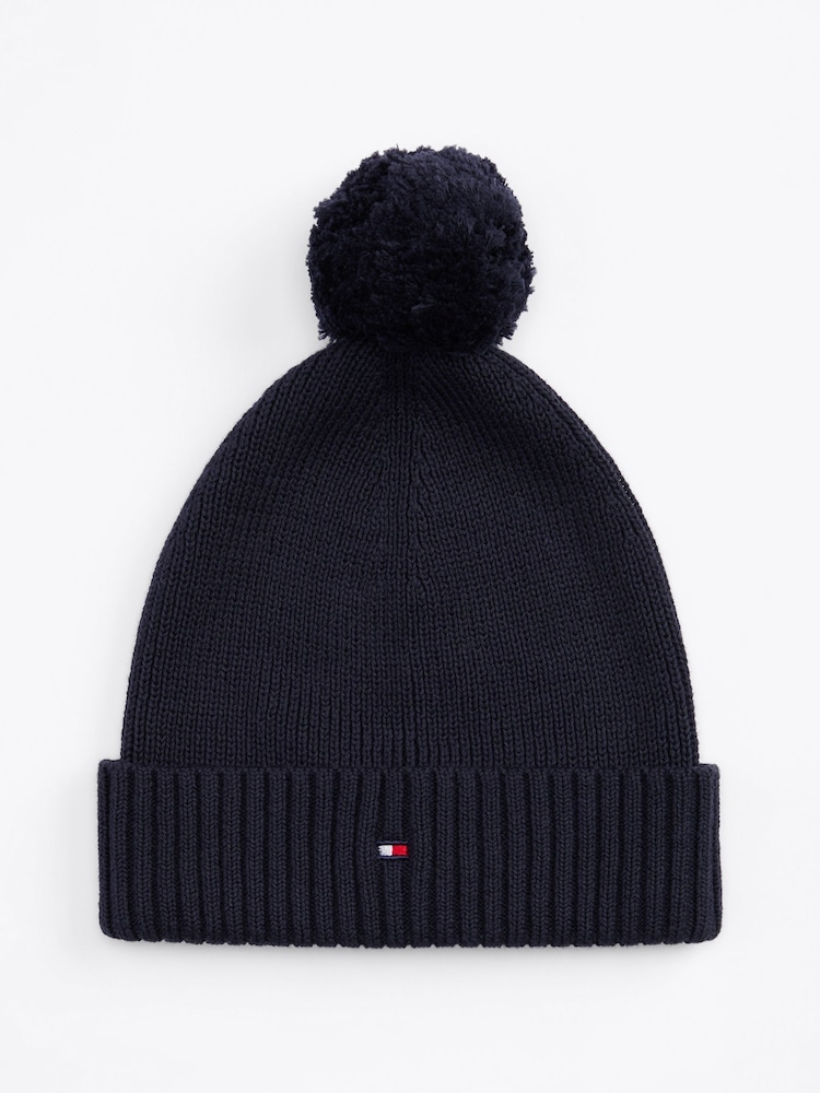 Tommy Hilfiger Blue 100% Cotton Pom Pom Beanie - Image 3 of 6