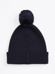 Tommy Hilfiger Blue 100% Cotton Pom Pom Beanie - Image 4 of 6