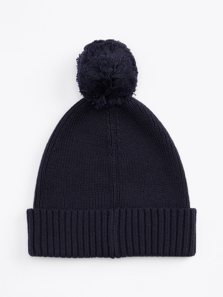 Tommy Hilfiger Blue 100% Cotton Pom Pom Beanie - Image 4 of 6