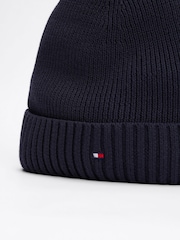 Tommy Hilfiger Blue 100% Cotton Pom Pom Beanie - Image 5 of 6