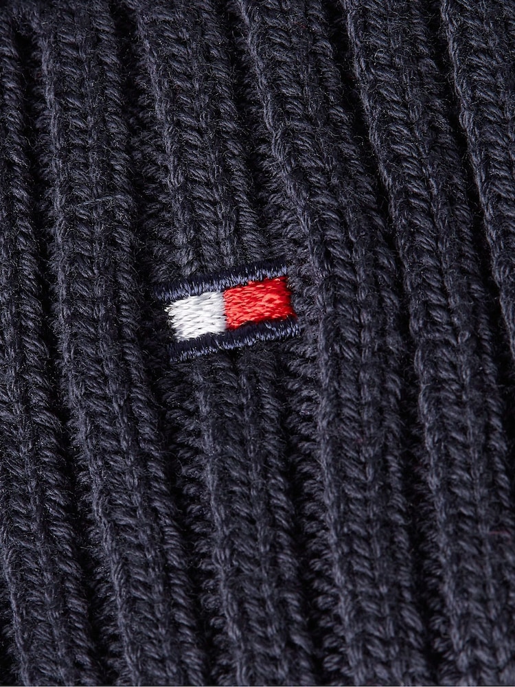 Tommy Hilfiger Blue 100% Cotton Pom Pom Beanie - Image 6 of 6