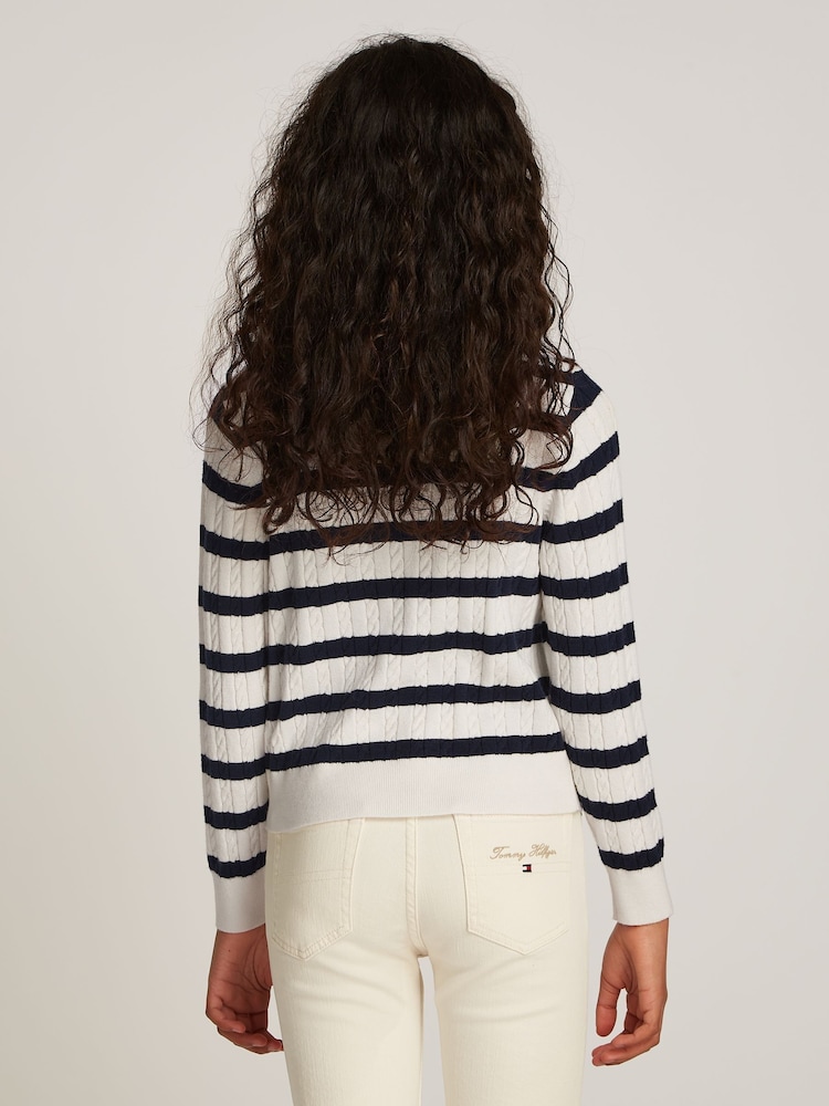 Tommy Hilfiger Black/Cream Mini Cable Cardigan - Image 2 of 5 Tommy Hilfiger Black/Cream Mini Cable Cardigan - Image 2 of 5