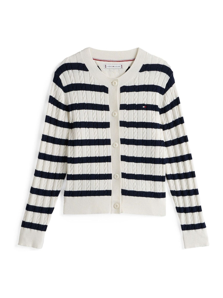 Tommy Hilfiger Black/Cream Mini Cable Cardigan - Image 4 of 5