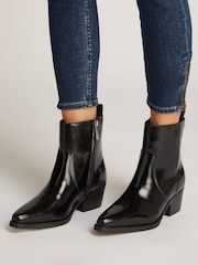 Tommy Hilfiger Black Leather Cowboy Boots - Image 1 of 6