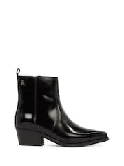 Tommy Hilfiger Black Leather Cowboy Boots - Image 2 of 6
