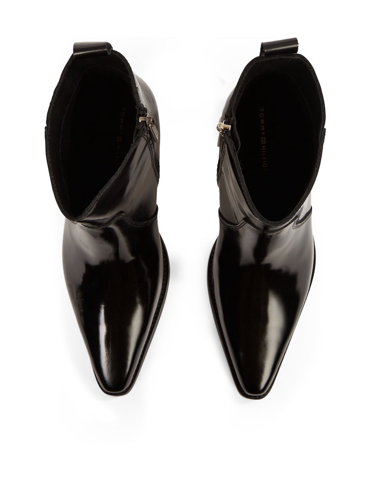 Tommy Hilfiger Black Leather Cowboy Boots - Image 3 of 6