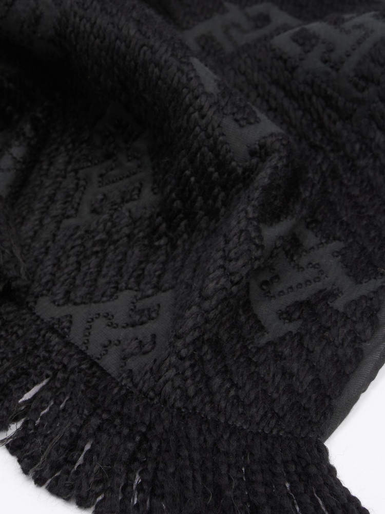 Tommy Hilfiger Black Chic Wool Scarf - Image 2 of 5 Tommy Hilfiger Black Chic Wool Scarf - Image 2 of 5