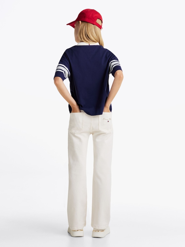 Tommy Hilfiger Blue 100% Cotton Varsity Colourblock T-Shirt - Image 3 of 7