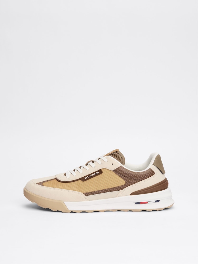 Tommy Hilfiger Cream Retro Runner Trainers - Image 2 of 6