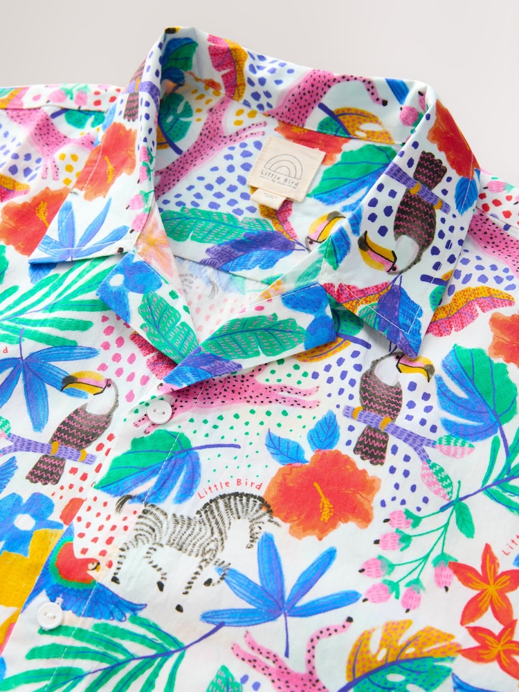 Little Bird by Jools Oliver White Adult Rainbow Safari 100% Cotton Shirt - Image 2 of 3