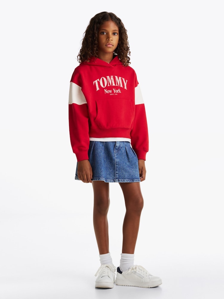 Tommy Hilfiger Red Varsity Colourblock 100% Cotton Hoodie - Image 1 of 6
