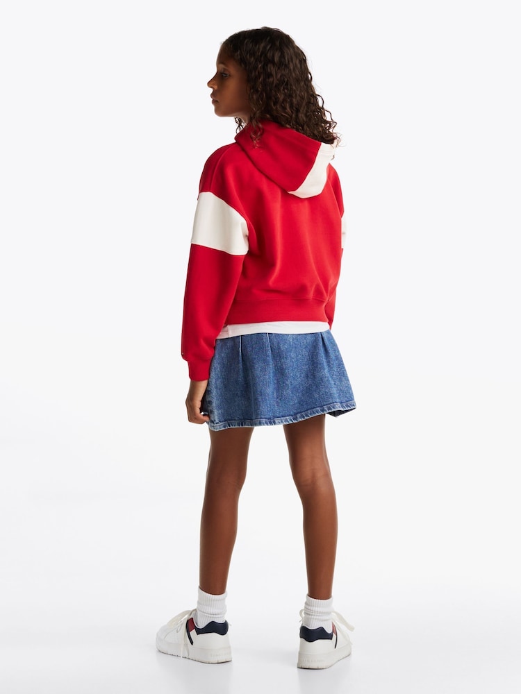 Tommy Hilfiger Red Varsity Colourblock 100% Cotton Hoodie - Image 2 of 6