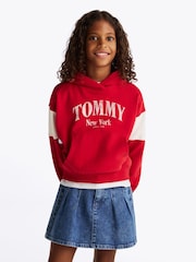 Tommy Hilfiger Red Varsity Colourblock 100% Cotton Hoodie - Image 4 of 6