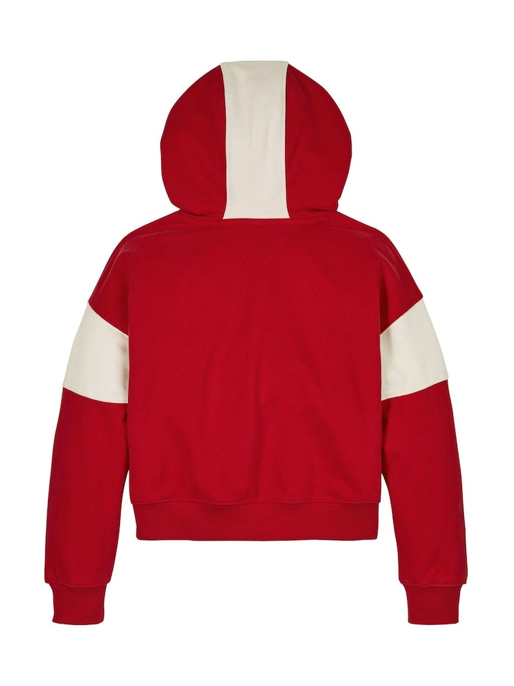 Tommy Hilfiger Red Varsity Colourblock 100% Cotton Hoodie - Image 6 of 6