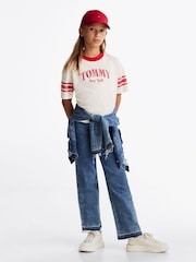Tommy Hilfiger White 100% Cotton Varsity Colourblock T-Shirt - Image 2 of 5