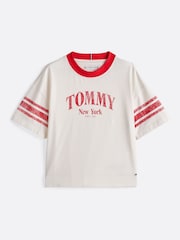 Tommy Hilfiger White 100% Cotton Varsity Colourblock T-Shirt - Image 5 of 5