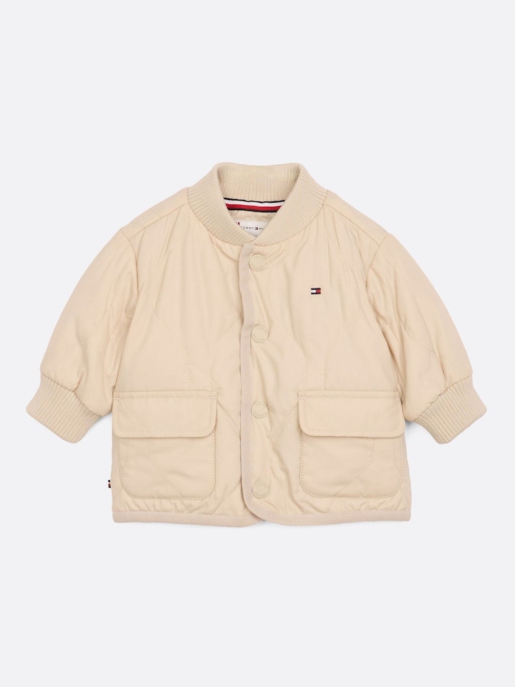 Tommy Hilfiger Cream Quilted Jacket - Image 1 of 4