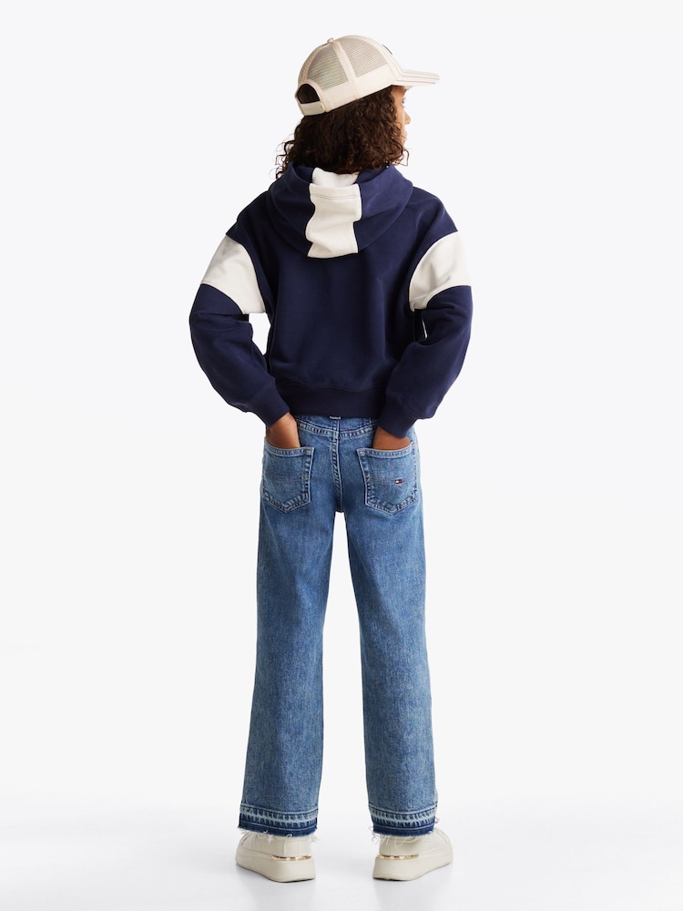 Tommy Hilfiger Blue Varsity Colorblock 100% Cotton Hoodie - Image 2 of 6