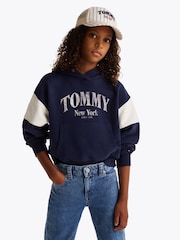 Tommy Hilfiger Blue Varsity Colorblock 100% Cotton Hoodie - Image 4 of 6