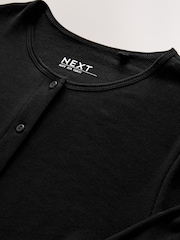 Black Soft Touch Ribbed Long Sleeve Button Through Cardigan with Containing TENCEL™ Lyocell - Image 8 of 9