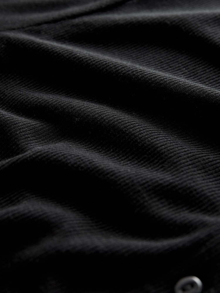 Black Soft Touch Ribbed Long Sleeve Button Through Cardigan with Containing TENCEL™ Lyocell - Image 9 of 9