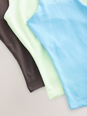 Chocolate/Blue/Lemon Halter Neck Vest Tops 3 Pack - Image 12 of 12