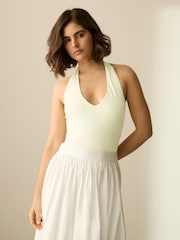 Chocolate/Blue/Lemon Halter Neck Vest Tops 3 Pack - Image 5 of 12