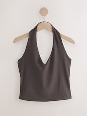 Chocolate/Blue/Lemon Halter Neck Vest Tops 3 Pack - Image 8 of 12
