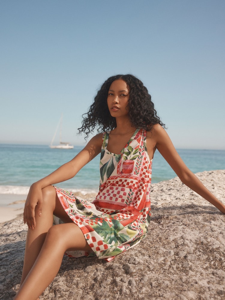 Sicilian Graphic Sleeveless V-Neck Slouch Dress - Image 1 of 4