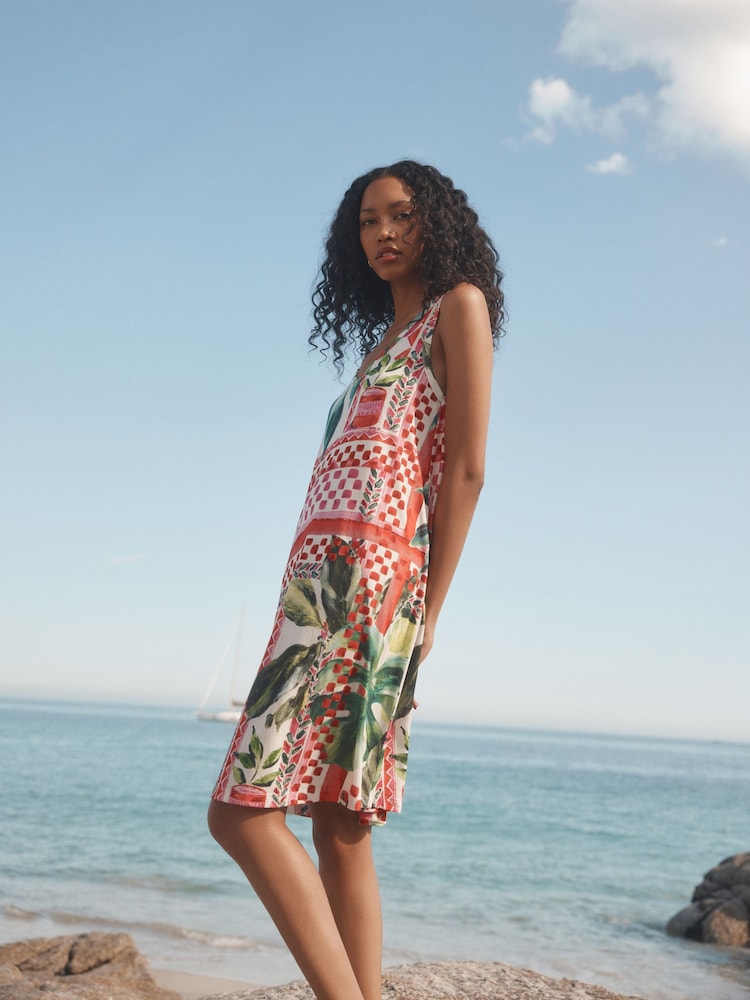 Sicilian Graphic Sleeveless V-Neck Slouch Dress - Image 2 of 4