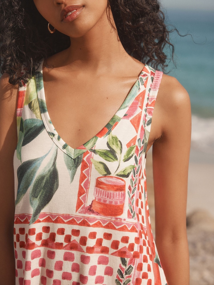 Sicilian Graphic Sleeveless V-Neck Slouch Dress - Image 4 of 4