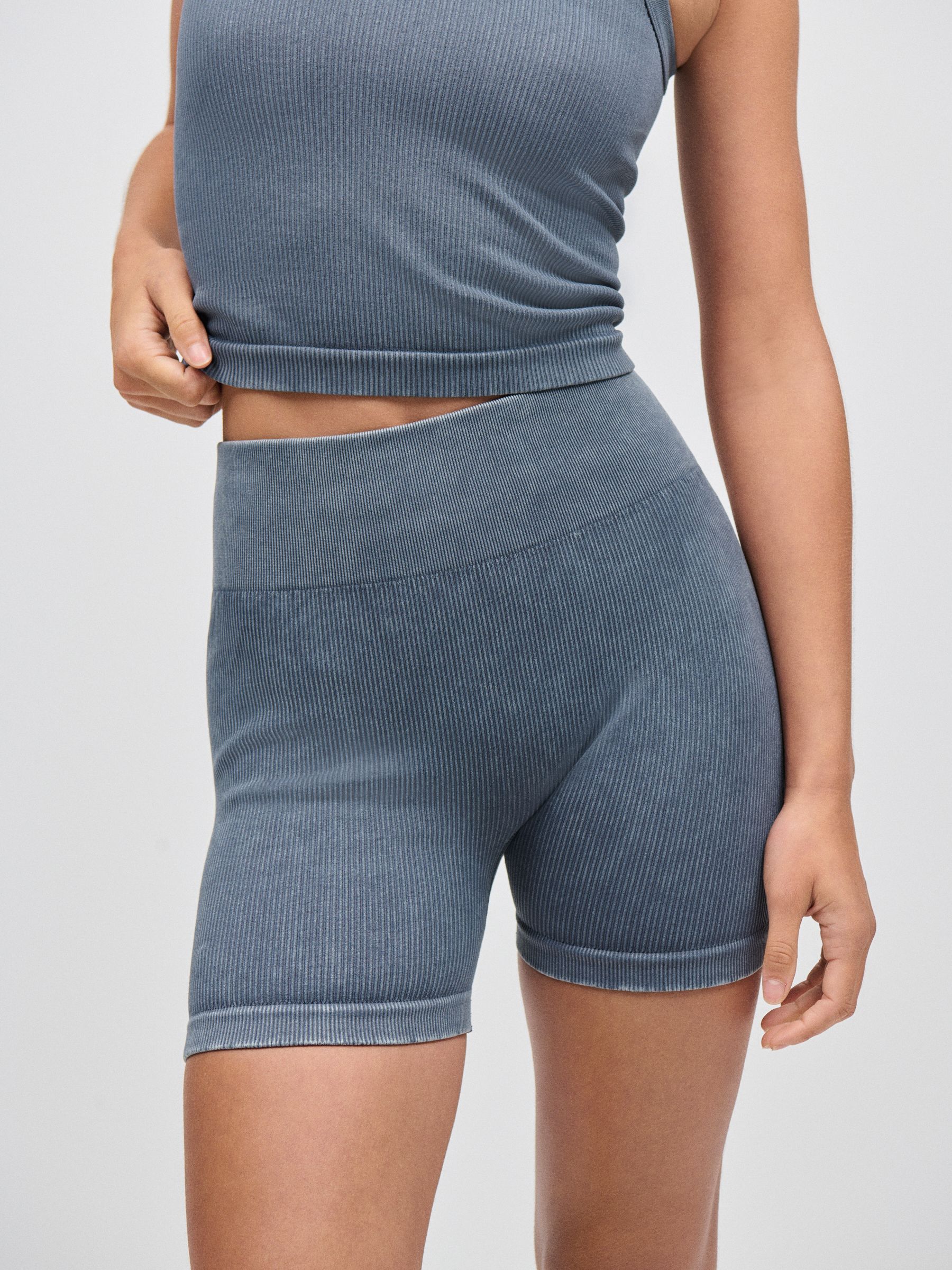 Buy Indigo Blue High Waist Ribbed Cycling Shorts from Next USA