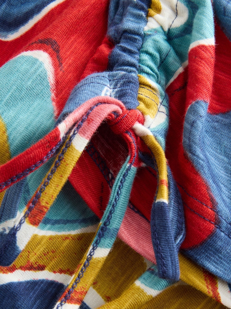 Rainbow Swirl Print Ruched Tie Detail 100% Cotton Boobtube Top - Image 2 of 3