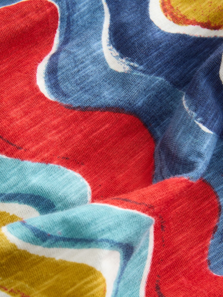 Rainbow Swirl Print Ruched Tie Detail 100% Cotton Boobtube Top - Image 3 of 3