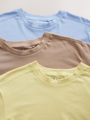 Azul/Amarelo Limão/Neutro - Camisetas 100de algodão com gola redonda na altura do cotovelo, pacote 3 - Imagem 9 de 10