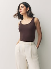 Chocolate Brown Thick Strap Vest - Image 1 of 6