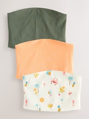 Tropical Print/Orange/Khaki Cropped Boobtube 3 Pack - Image 1 of 6