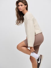 Neutral High Waist Ribbed Cycling Shorts - Image 3 of 7