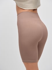Neutral High Waist Ribbed Cycling Shorts - Image 4 of 7