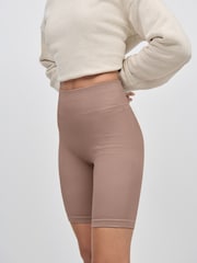 Neutral High Waist Ribbed Cycling Shorts - Image 5 of 7