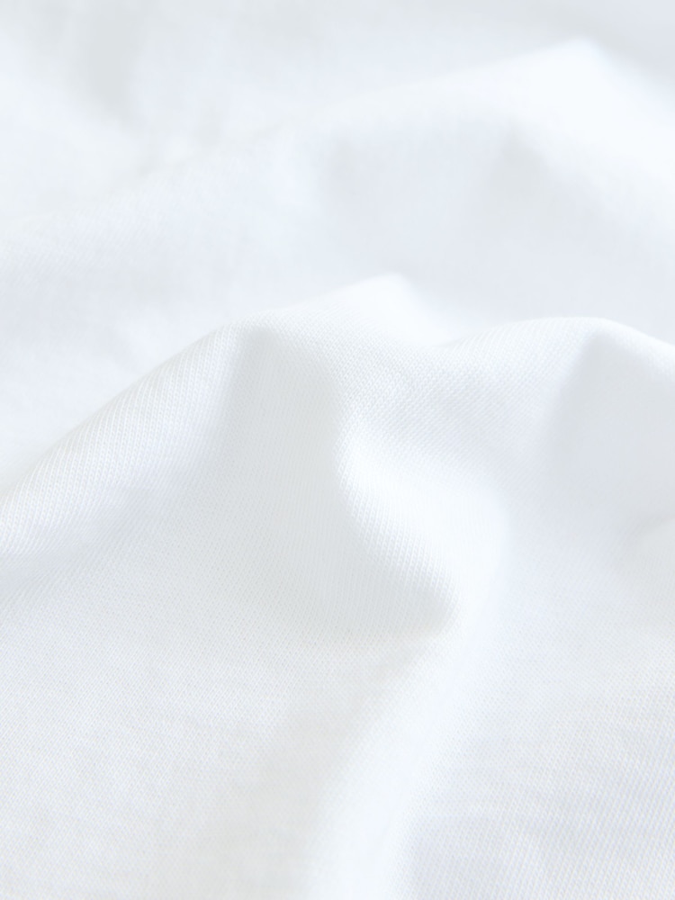 Blanco - Relaxed Boxy Elbow Length Crew Neck 100% Cotton T-Shirt - Imagen 2 de 3