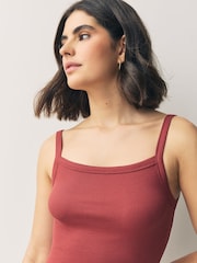 Rust Red Strappy Maxi Length Ribbed Dress - Image 3 of 7