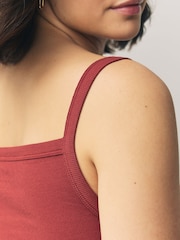 Rust Red Strappy Maxi Length Ribbed Dress - Image 4 of 7