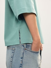 Verde turquesa - Relaxed Boxy Elbow Length Crew Neck 100% Cotton T-Shirt - Imagen 5 de 8