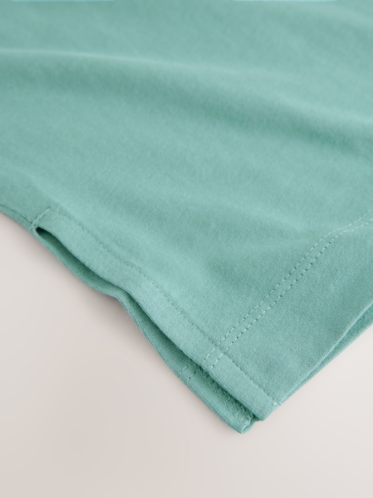 Verde turquesa - Relaxed Boxy Elbow Length Crew Neck 100% Cotton T-Shirt - Imagen 8 de 8