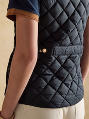 Joules Official Burghley Navy Showerproof Diamond Quilted Gilet - Image 11 of 13