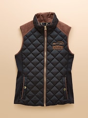 Joules Official Burghley Navy Showerproof Diamond Quilted Gilet - Image 13 of 13