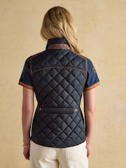 Joules Official Burghley Navy Showerproof Diamond Quilted Gilet - Image 2 of 13